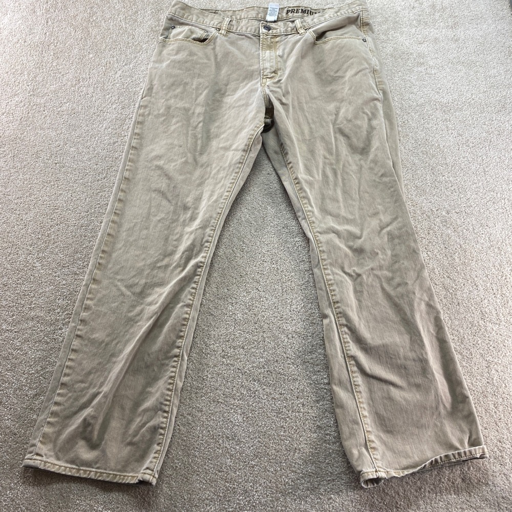 Gap Premium Straight Fit Pants Mens 36x30 Khaki Tan Mid Rise Cotton Twill